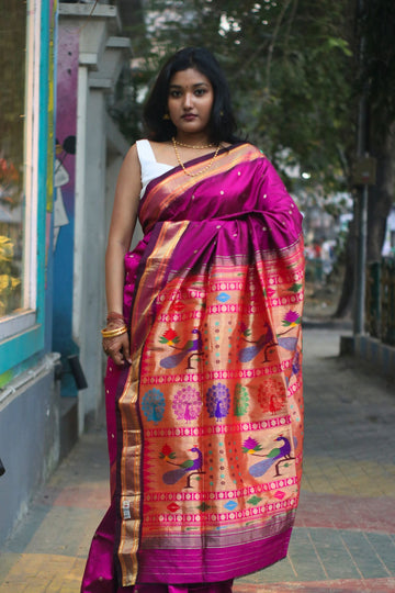 Pink Silk Paithani Saree